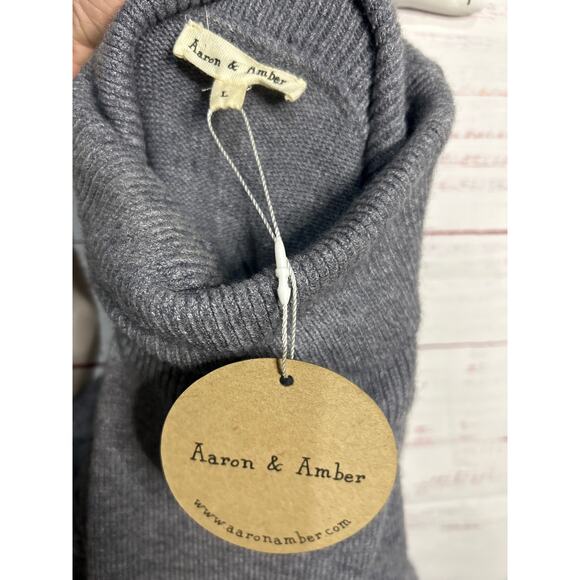 NEW Aaron & Amber Gray Puff Sleeve Sweater Dress Size Large - Picture 6 of 6